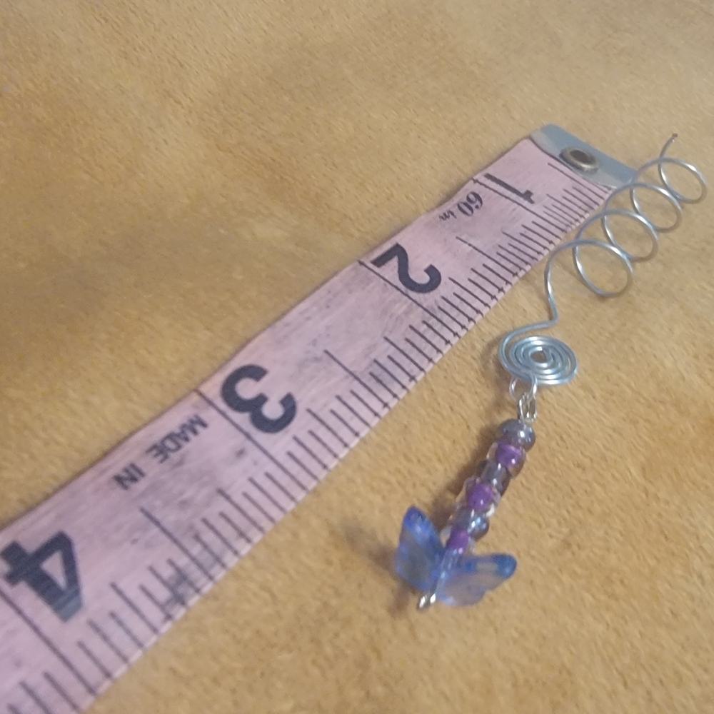 Handmade Purple and Blue Butterfly Pendant Hair Coil